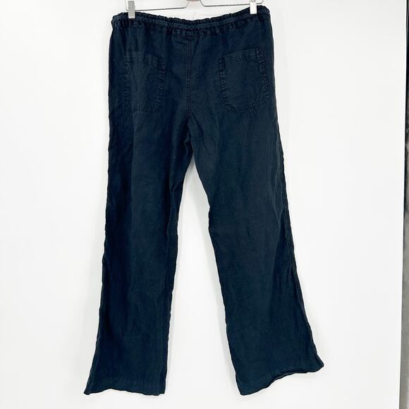 Allen Allen Womens Minimalist Beachy‎ Pull On Wide Leg 100% Linen Pants XL Black - Picture 7 of 7